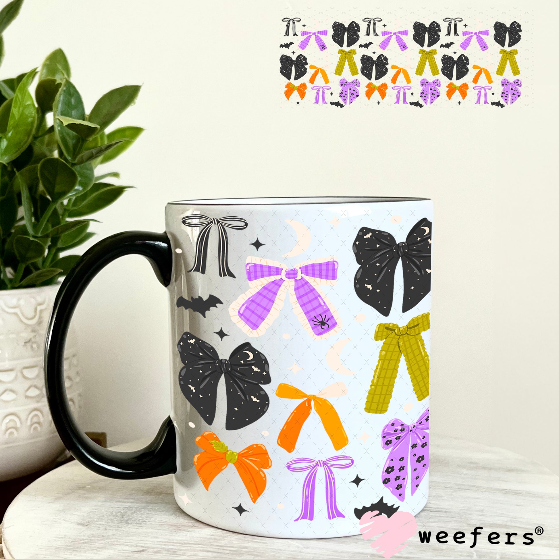 Halloween Bows UV DTF Cup Wrap 11oz Coffee Mug Weefers