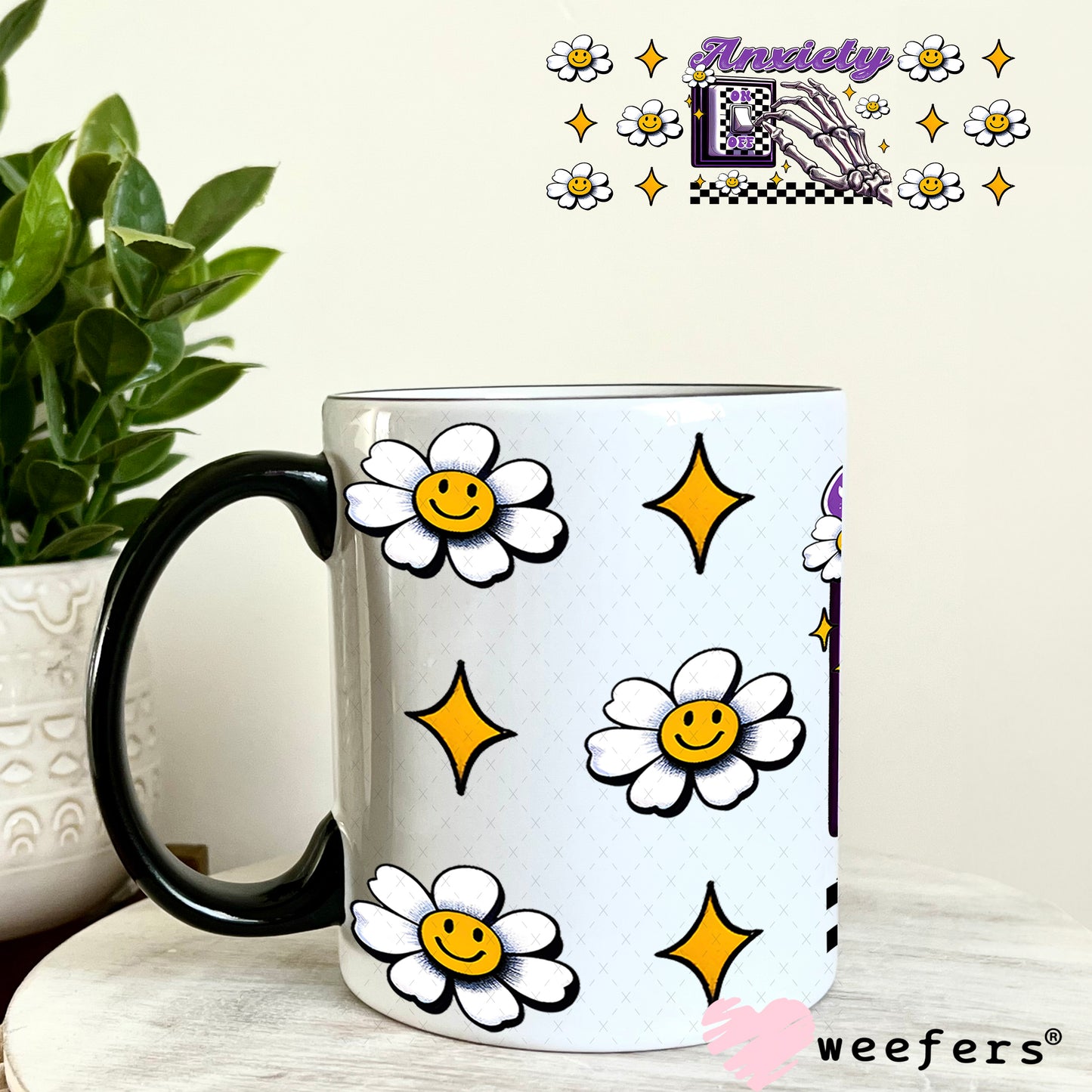 Anxiety On Purple UV DTF Cup Wrap - Weefers Exclusive 11oz Coffee Mug Weefers
