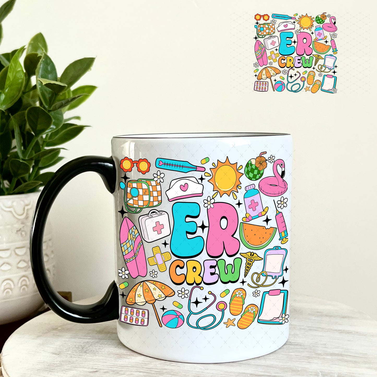 ER Crew UV DTF Decal 11oz Coffee Mug Weefers