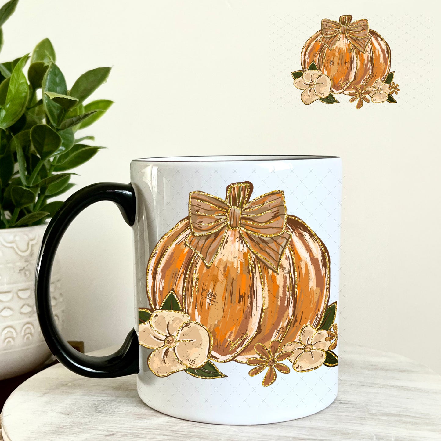 Autumn Pumpkin UV DTF Decal 11oz Coffee Mug Weefers