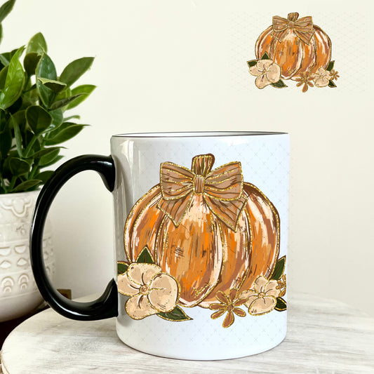 Autumn Pumpkin UV DTF Decal 11oz Coffee Mug Weefers