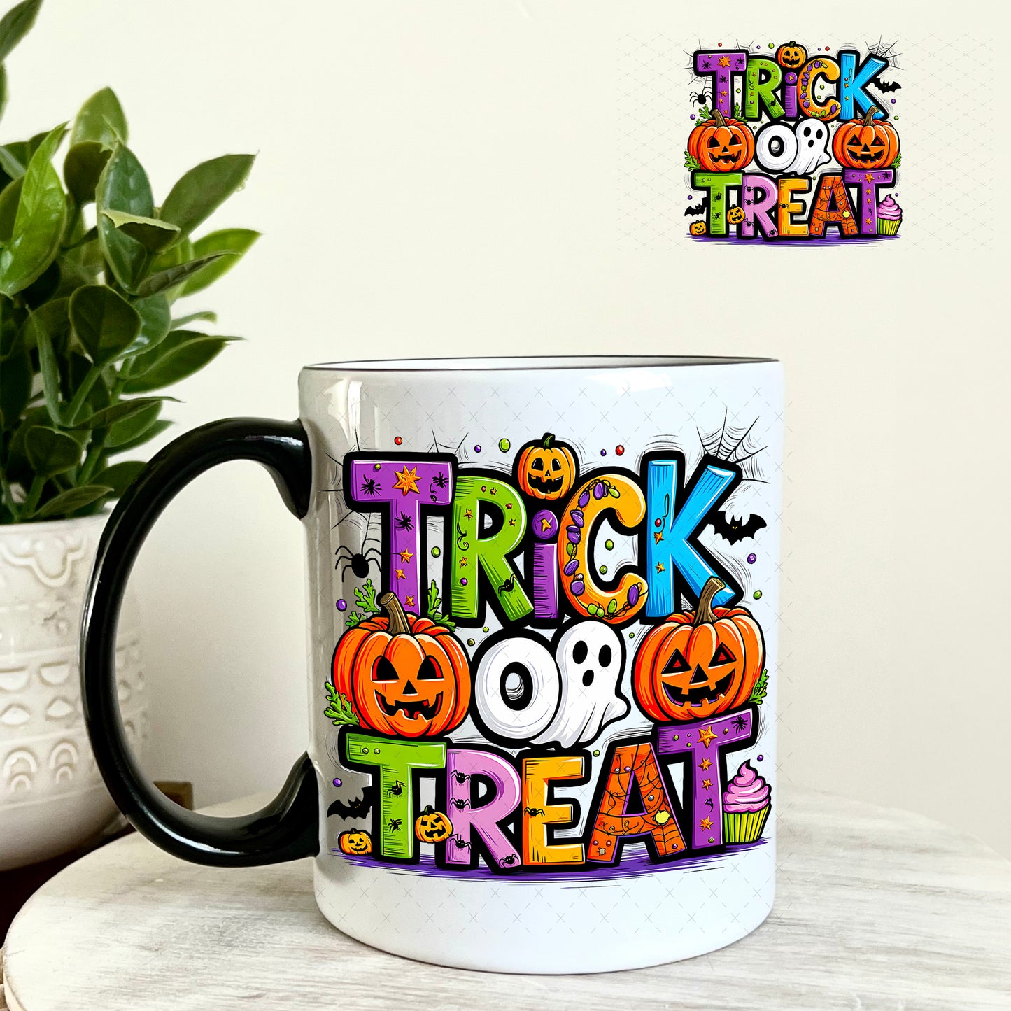 Trick or Treat UV DTF Decal 11oz Coffee Mug Weefers