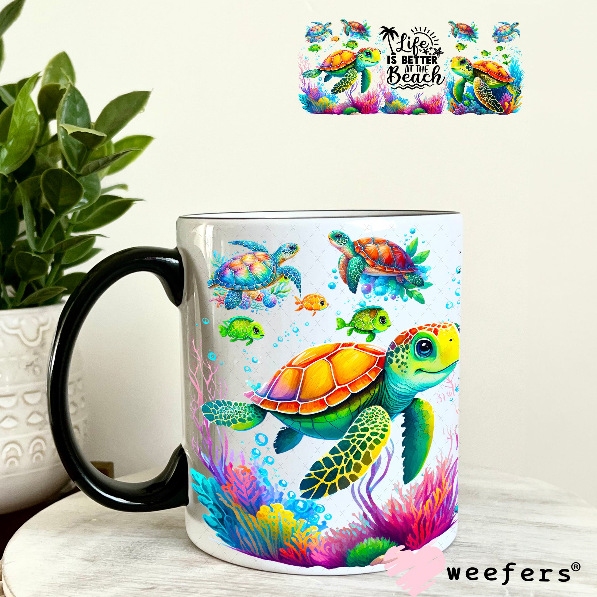 Life is Better at the Beach UV DTF Cup Wrap 11oz Coffee Mug Weefers