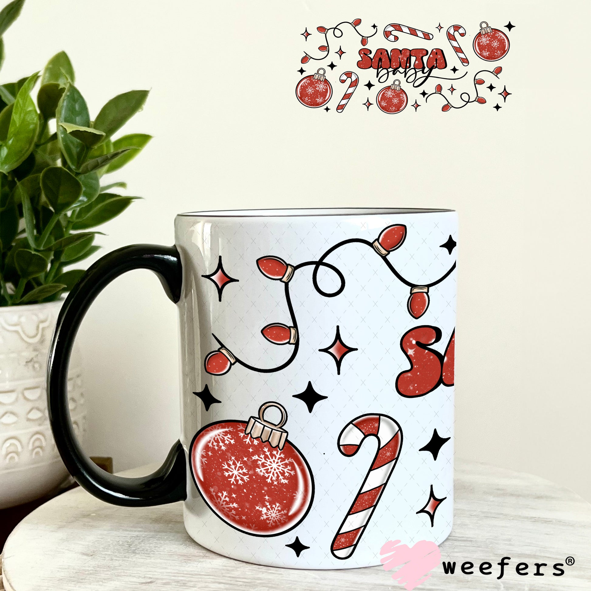 Santa Baby UV DTF Cup Wrap 11oz Coffee Mug Weefers