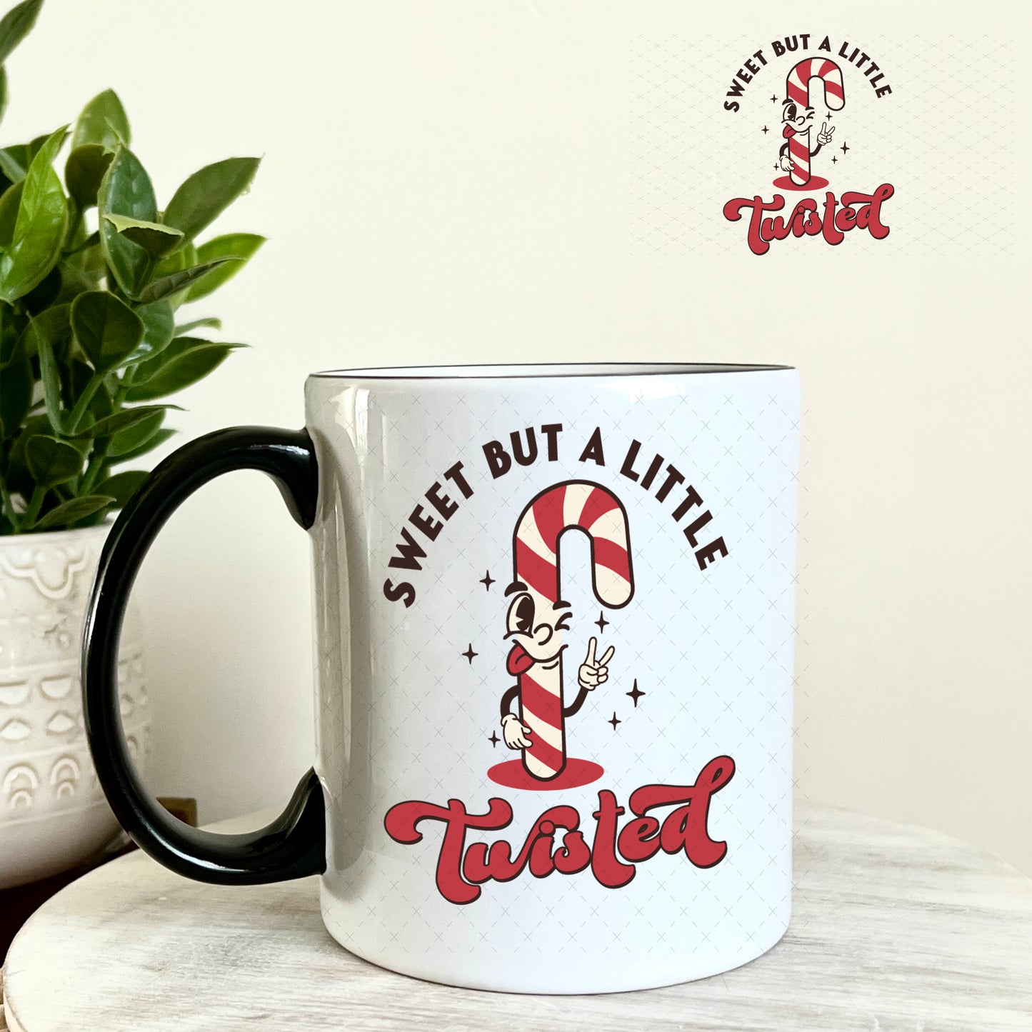 Sweet But Twisted Christmas UV DTF Decal 11oz Coffee Mug Weefers