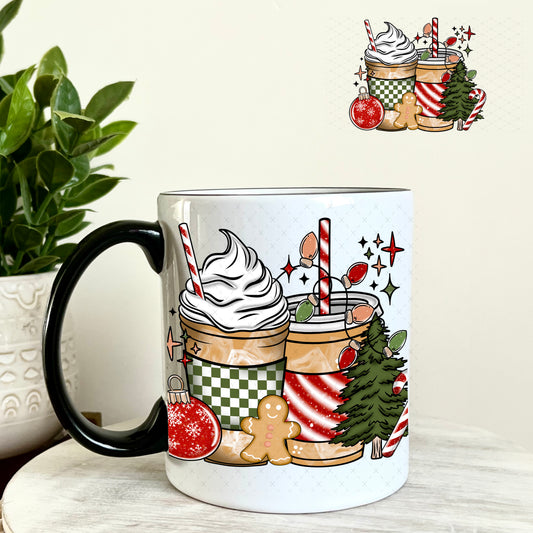 Christmas Coffee Favorite Things Cheer UV DTF Cup Wrap 11oz Coffee Mug Weefers