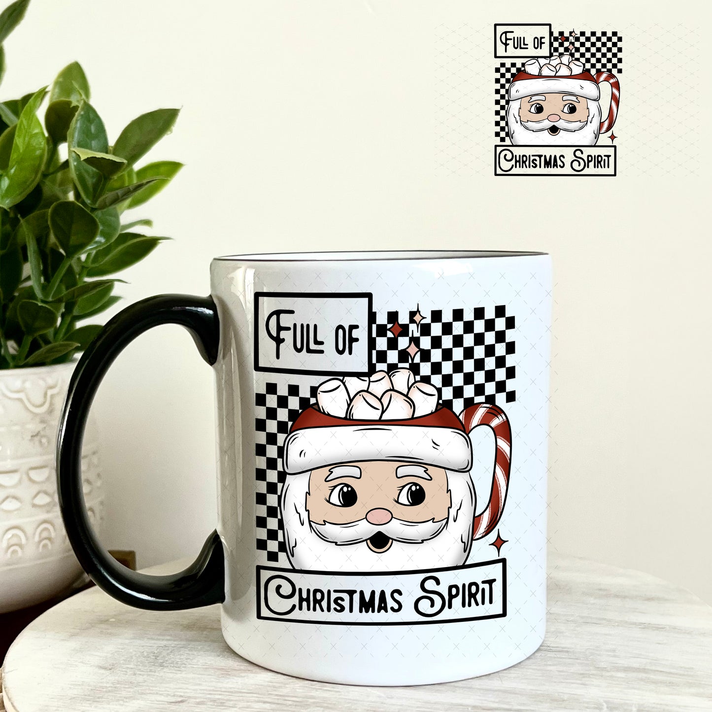 Full of Christmas Spirit UV DTF Decal 11oz Coffee Mug Weefers
