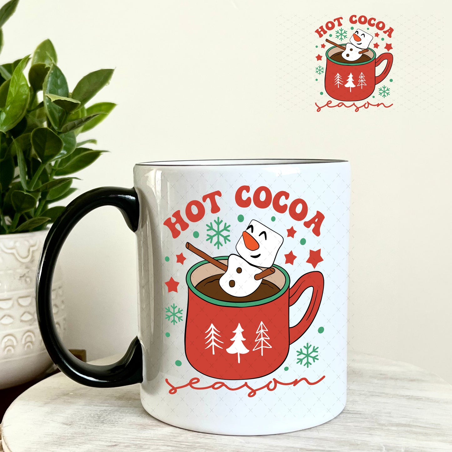 Hot Cocoa Season UV DTF Decal 11oz Coffee Mug Weefers