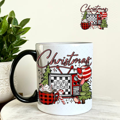 Christmas Movie Season UV DTF Decal 11oz Coffee Mug Weefers