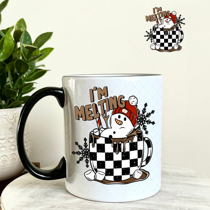 I'm Melting Christmas Hot Chocolate UV DTF Decal 11oz Coffee Mug Weefers