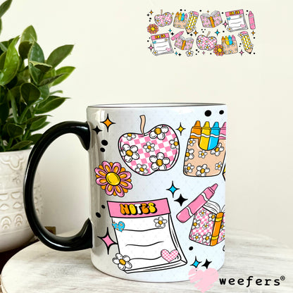School Days Checkered Florals UV DTF Cup Wrap 11oz Coffee Mug Weefers