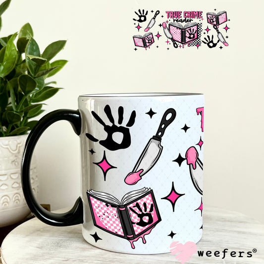 True Crime Pink and Black UV DTF Cup Wrap 11oz Coffee Mug Weefers