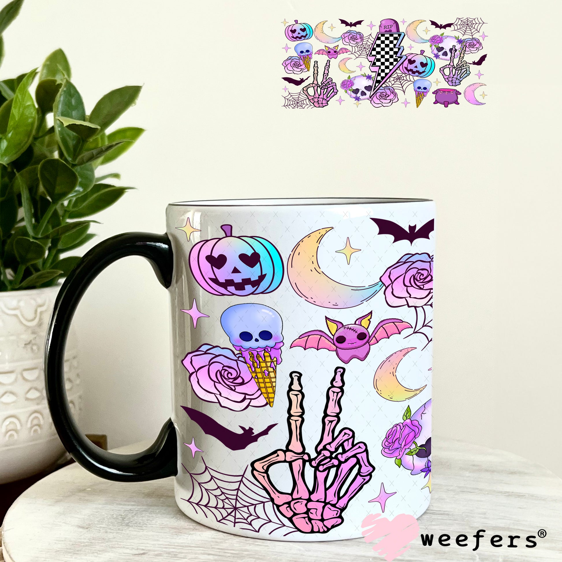 Purple Halloween Pumpkins UV DTF Cup Wrap 11oz Coffee Mug Weefers