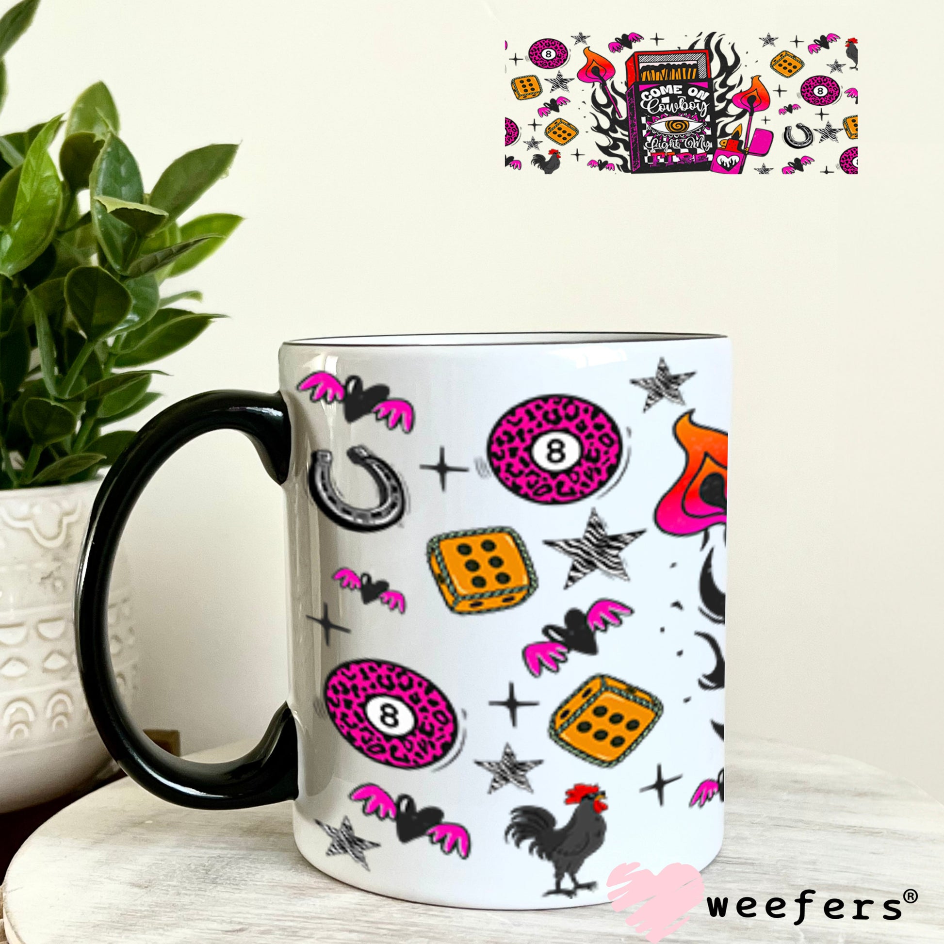 Come on Cowboy Let me Light Your Fire UV DTF Cup Wrap - Weefers Exclusive 11oz Coffee Mug Cup Wrap Weefers