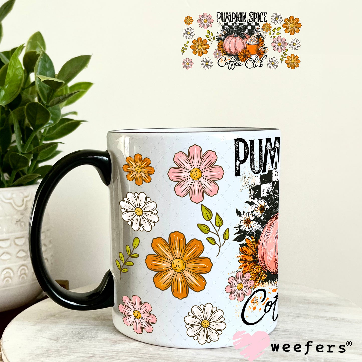 Pumpkin Spice Coffee Club UV DTF Christmas Cup Wrap - Weefers Exclusive 11oz Coffee Mug Weefers