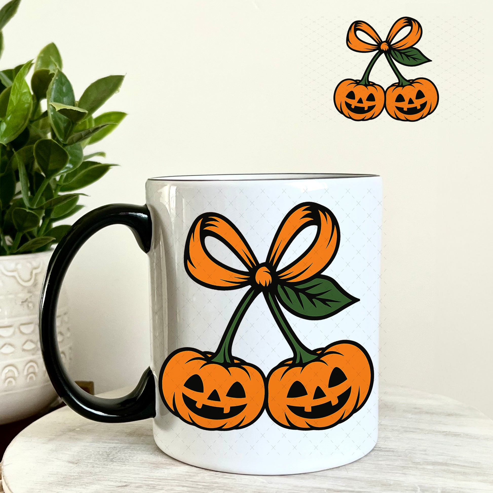 Pumpkin Cherries UV DTF Decal 11oz Coffee Mug Weefers