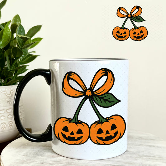 Pumpkin Cherries UV DTF Decal 11oz Coffee Mug Weefers