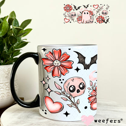 Spooky Coral Ghosts UV DTF Cup Wrap 11oz Coffee Mug Weefers