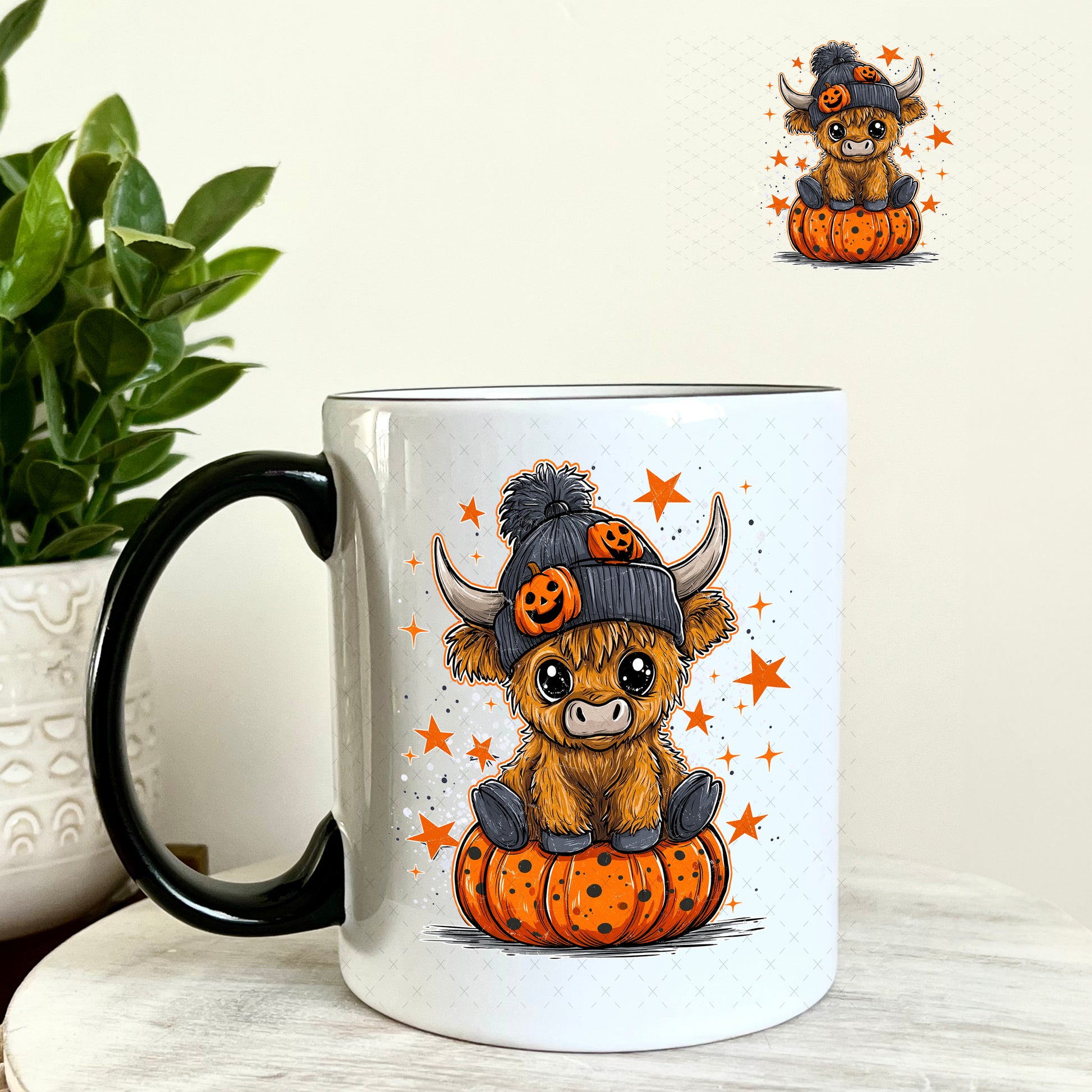 Halloween Highlander Cow UV DTF Decal 11oz Coffee Mug Weefers