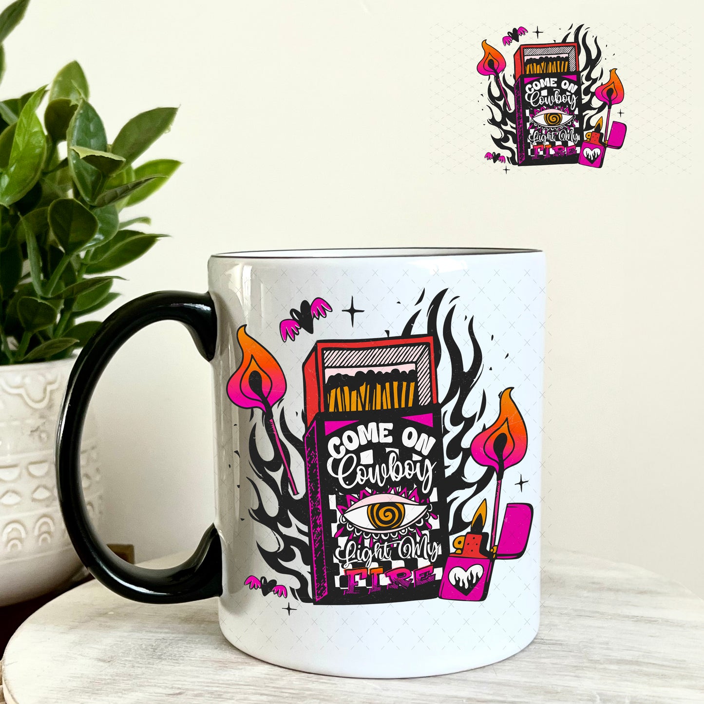 Come Cowboy Light My Fire UV DTF Decal 11oz Coffee Mug Weefers