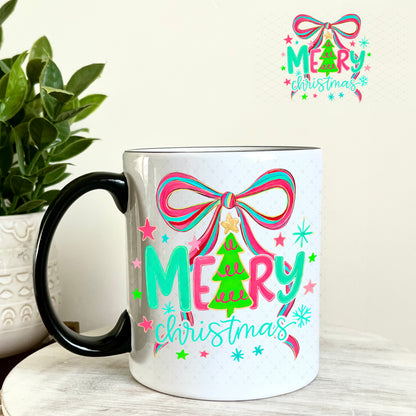 Merry Christmas UV DTF Decal 11oz Coffee Mug Weefers