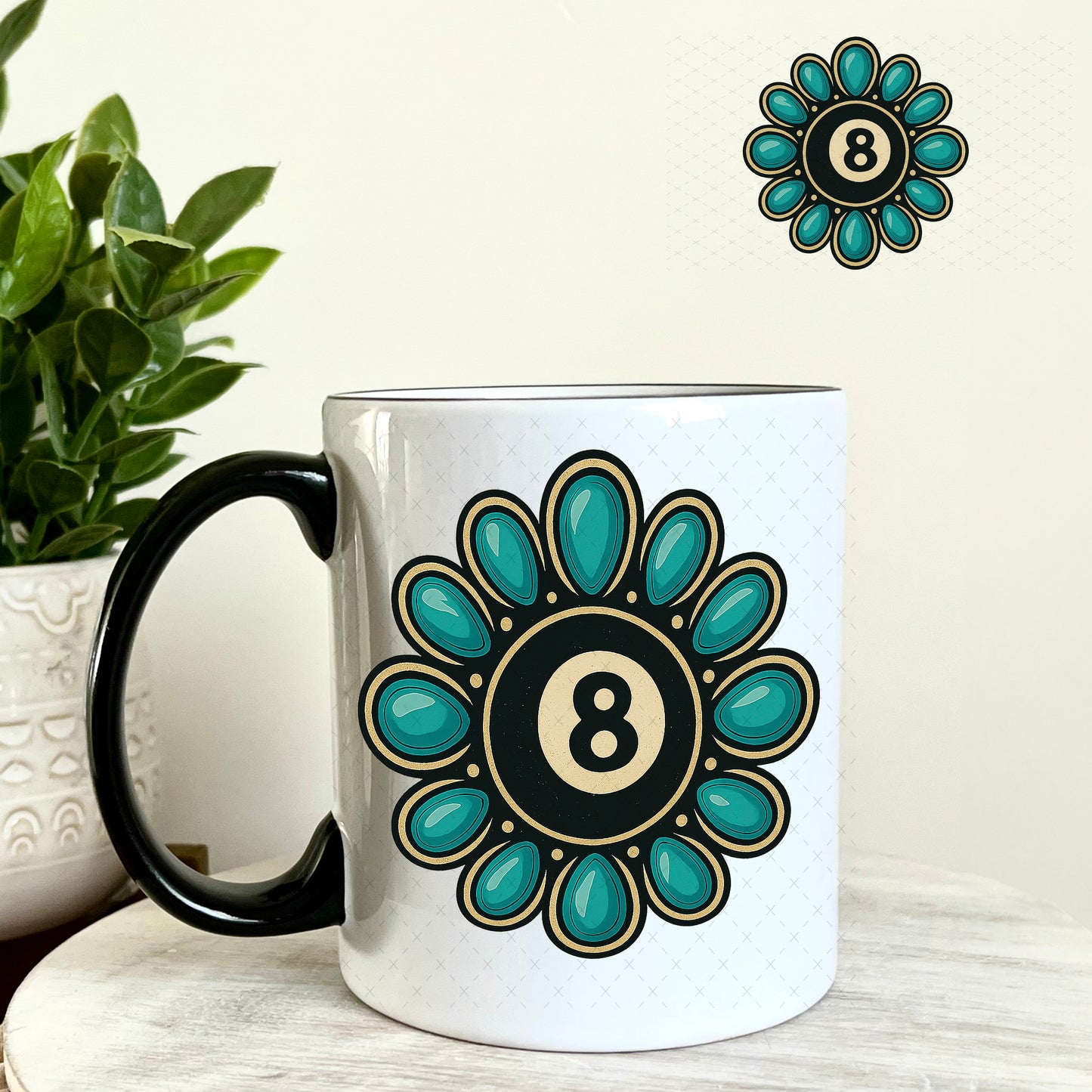 Eightball Concha UV DTF Decal 11oz Coffee Mug Weefers