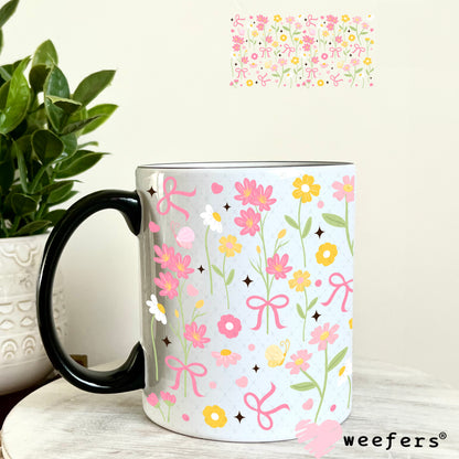 Dainty Flowers and Coquette Bows UV DTF Cup Wrap 11oz Coffee Mug Weefers