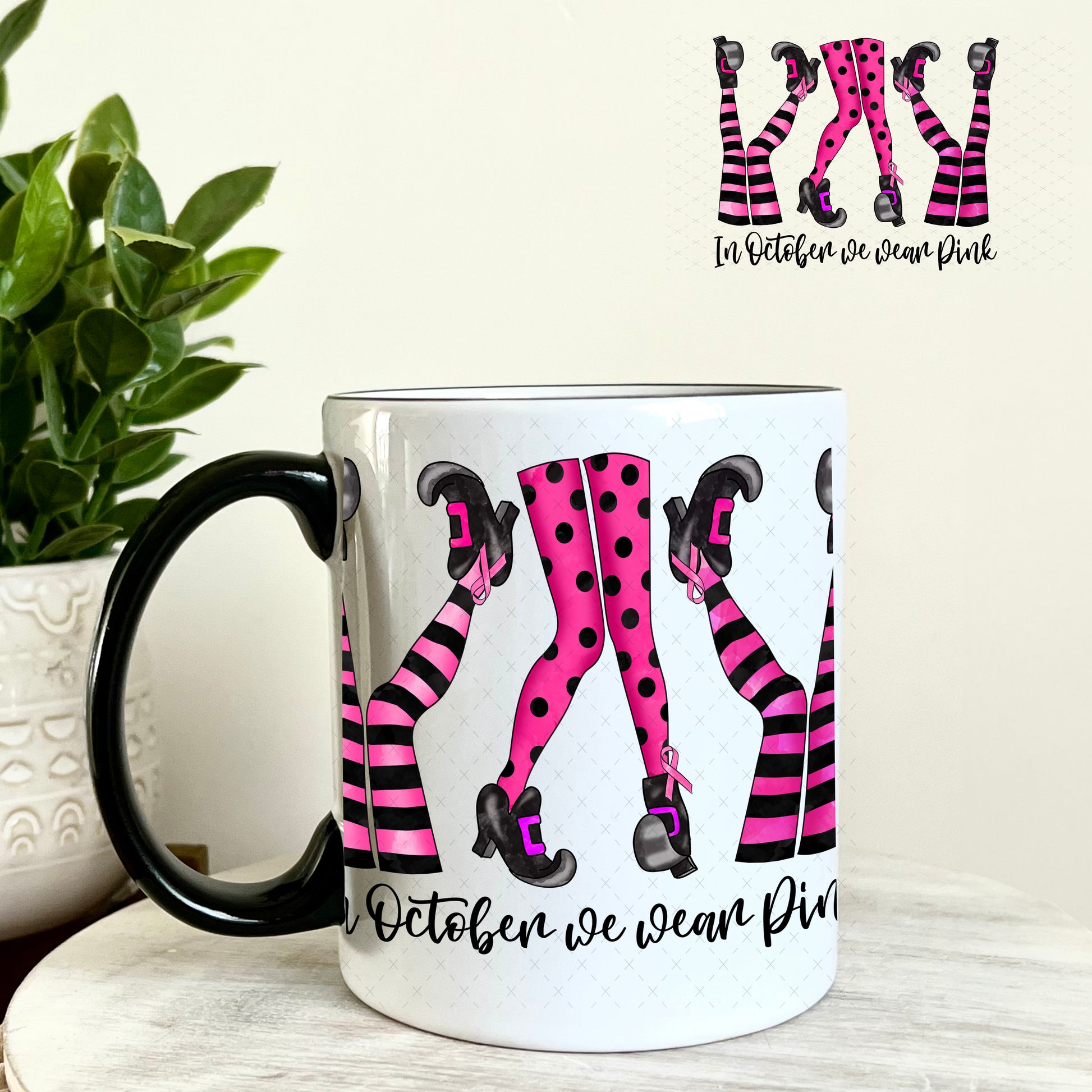 In October We Wear Pink UV DTF Decal 11oz Coffee Mug Weefers