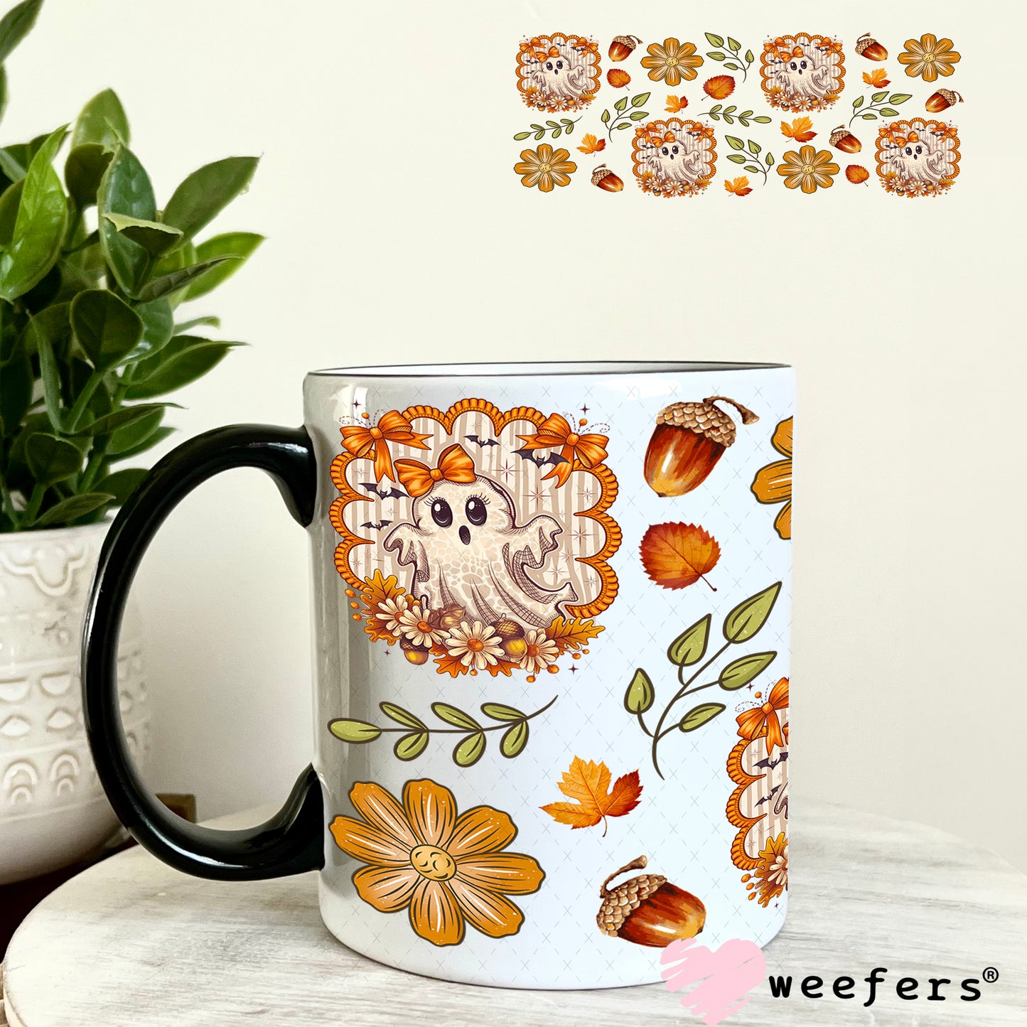 Fall Ghostie UV DTF Cup Wrap - Weefers Exclusive 11oz Coffee Mug Weefers