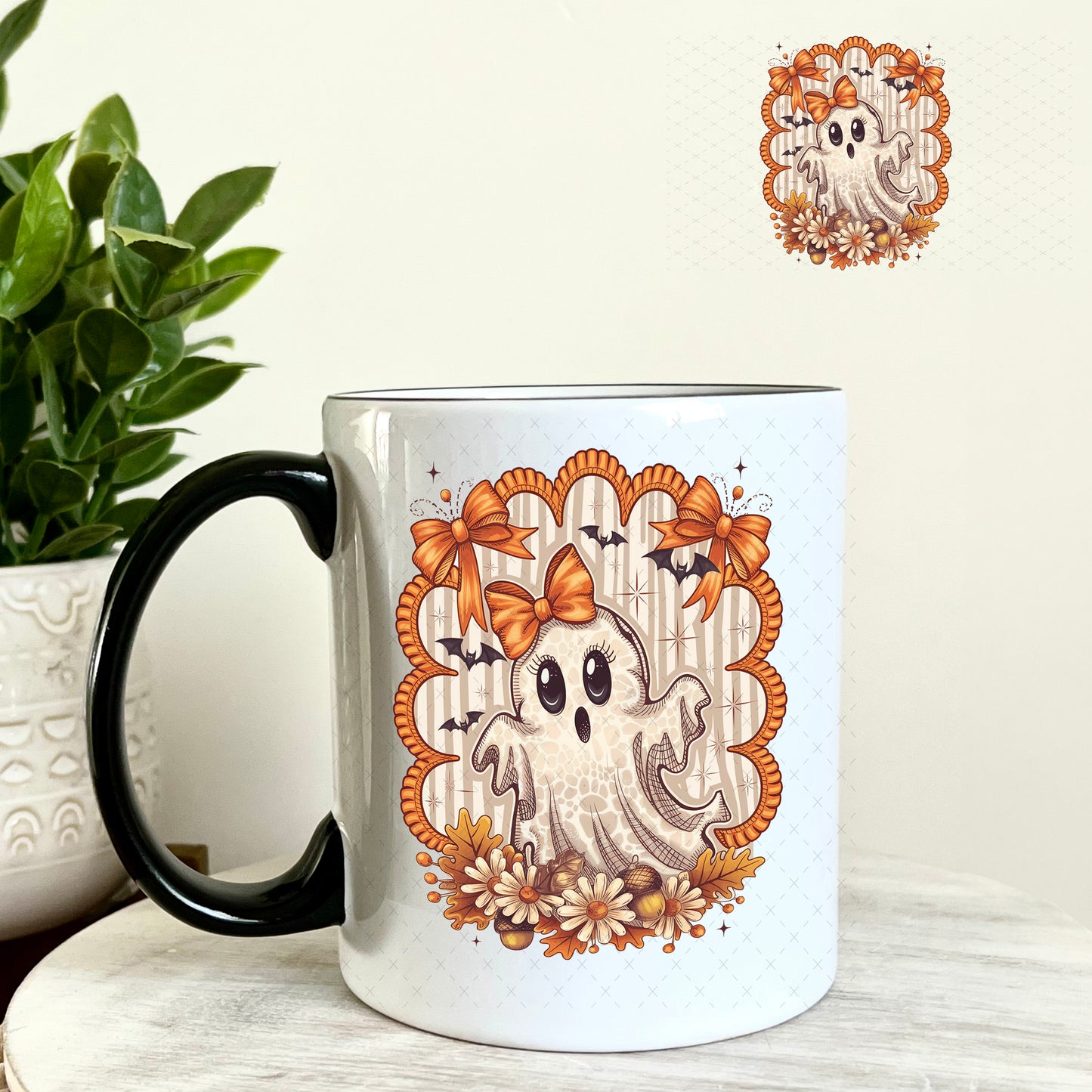 Fall Ghostie UV DTF Decal 11oz Coffee Mug Weefers