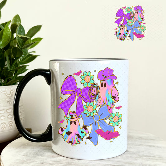 Cowboy Ghost Purple and Violet UV DTF Decal 11oz Coffee Mug Weefers