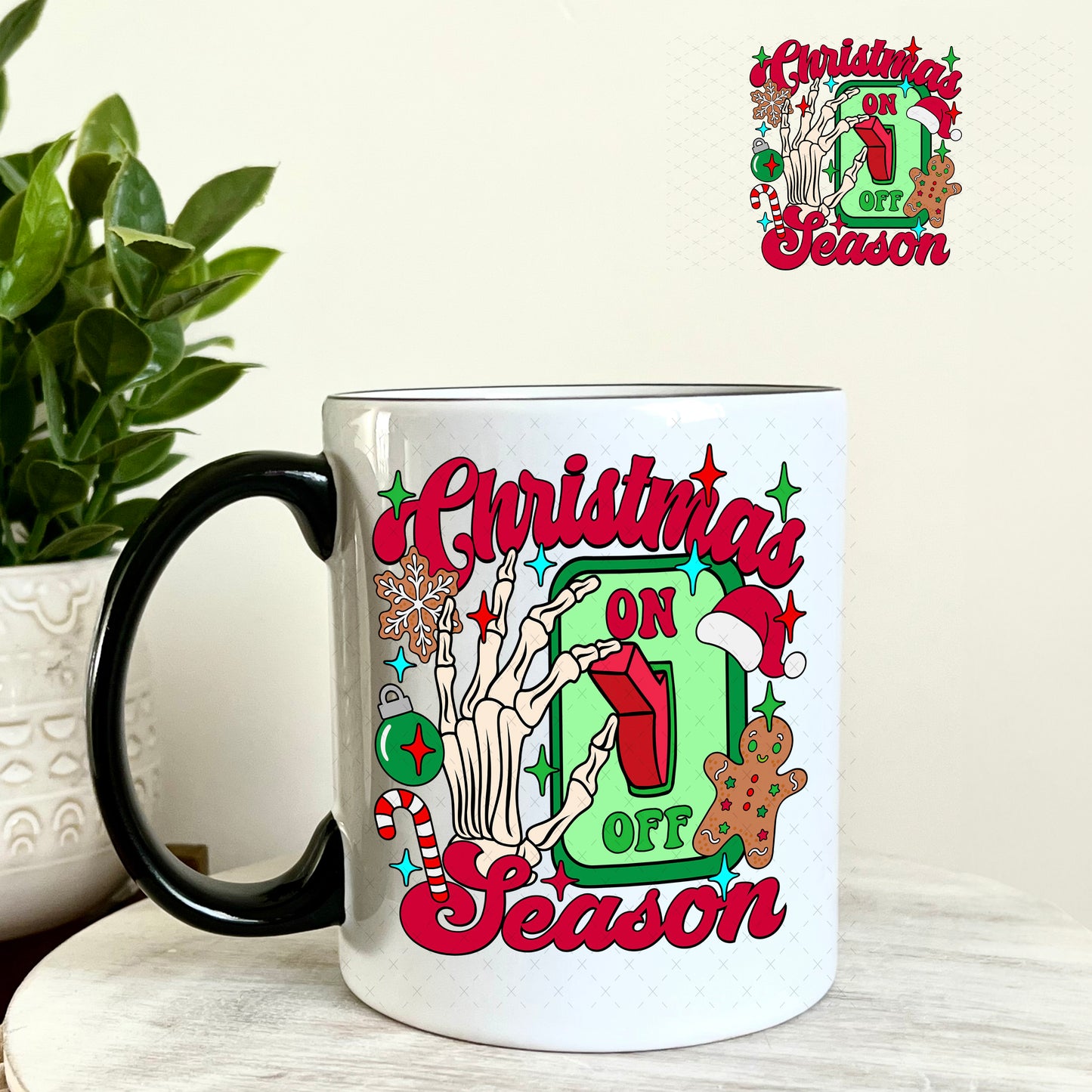 Christmas Season On UV DTF Decal 11oz Coffee Mug Weefers