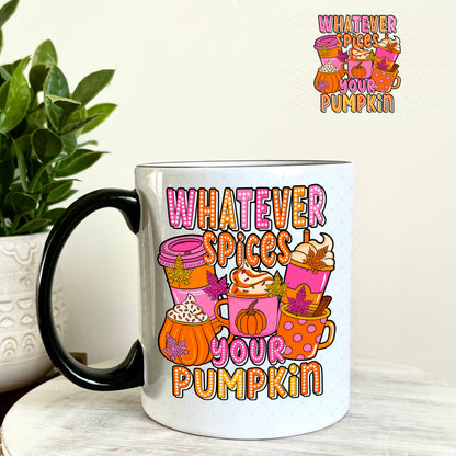 Whatever Spices Your Pumpkin UV DTF Decal 11oz Coffee Mug Weefers