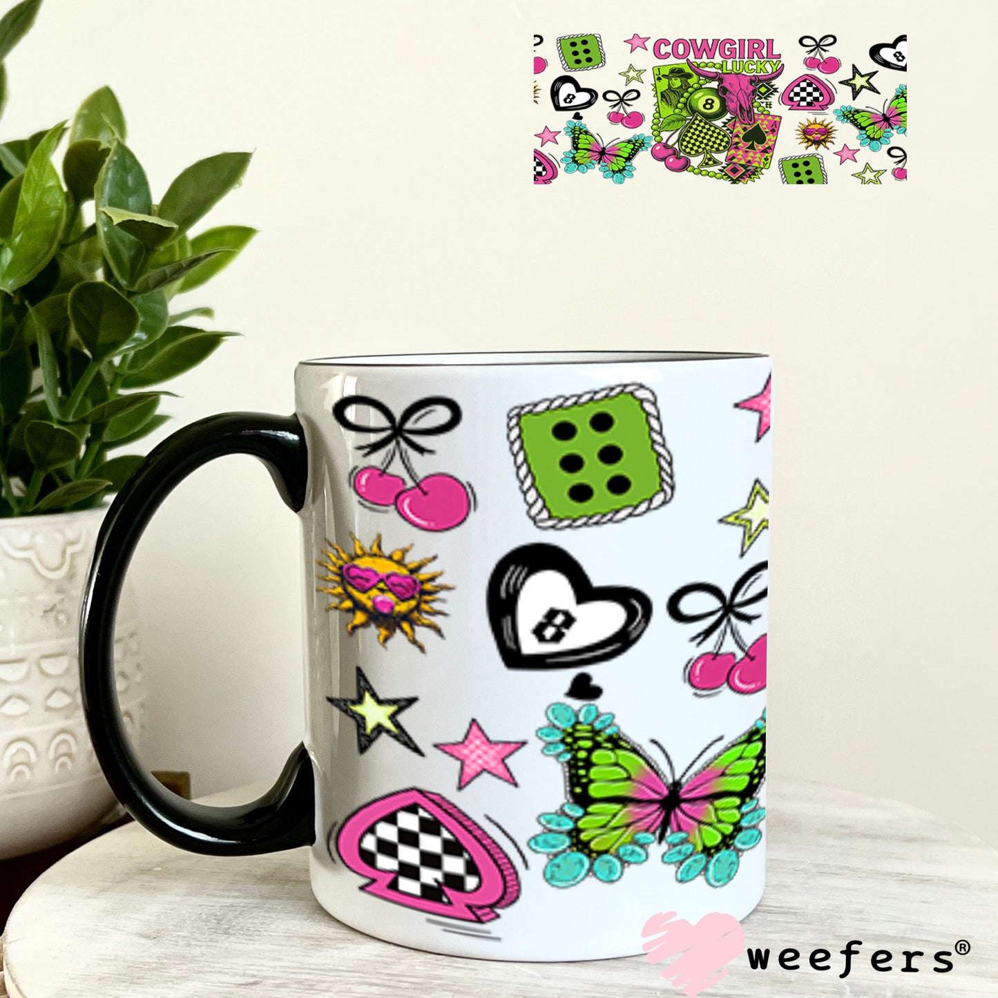 Cowgirl Lucky UV DTF Cup Wrap - Weefers Exclusive 11oz Coffee Mug Cup Wrap Weefers