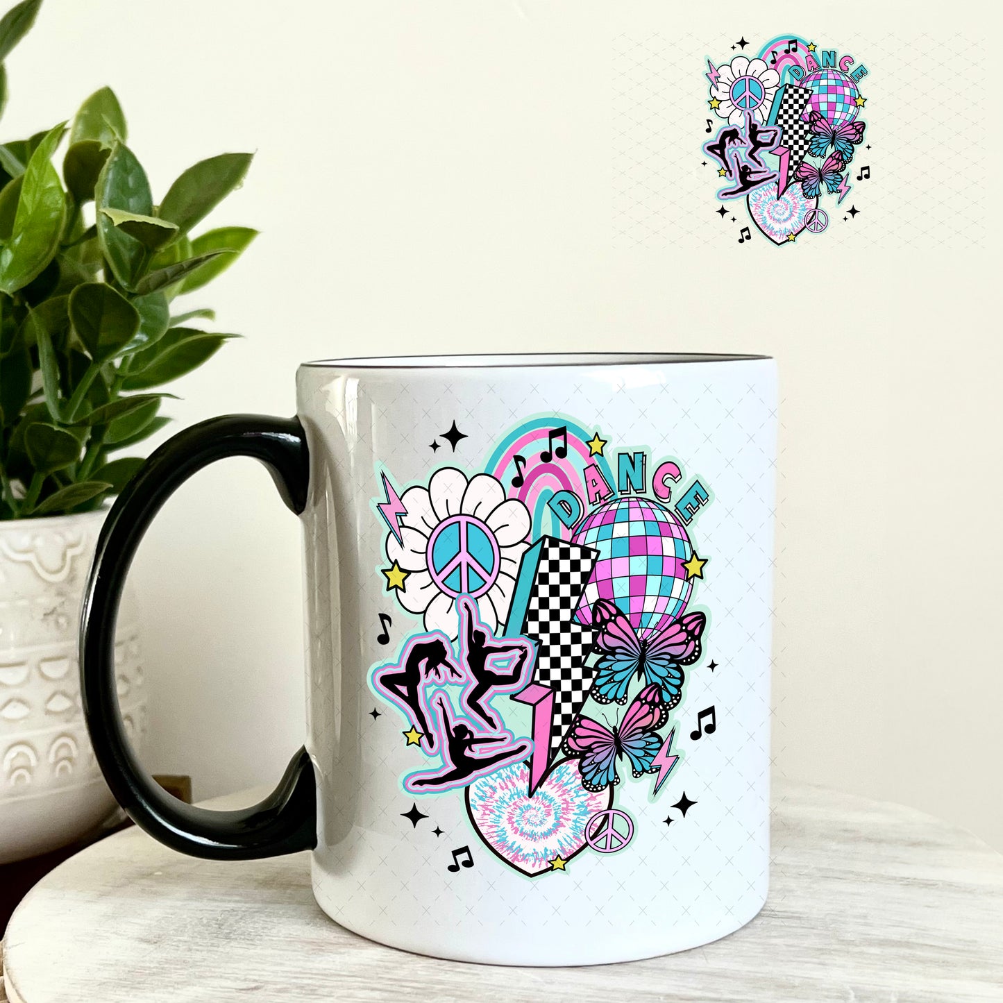 Retro Dance UV DTF Decal 11oz Coffee Mug Weefers