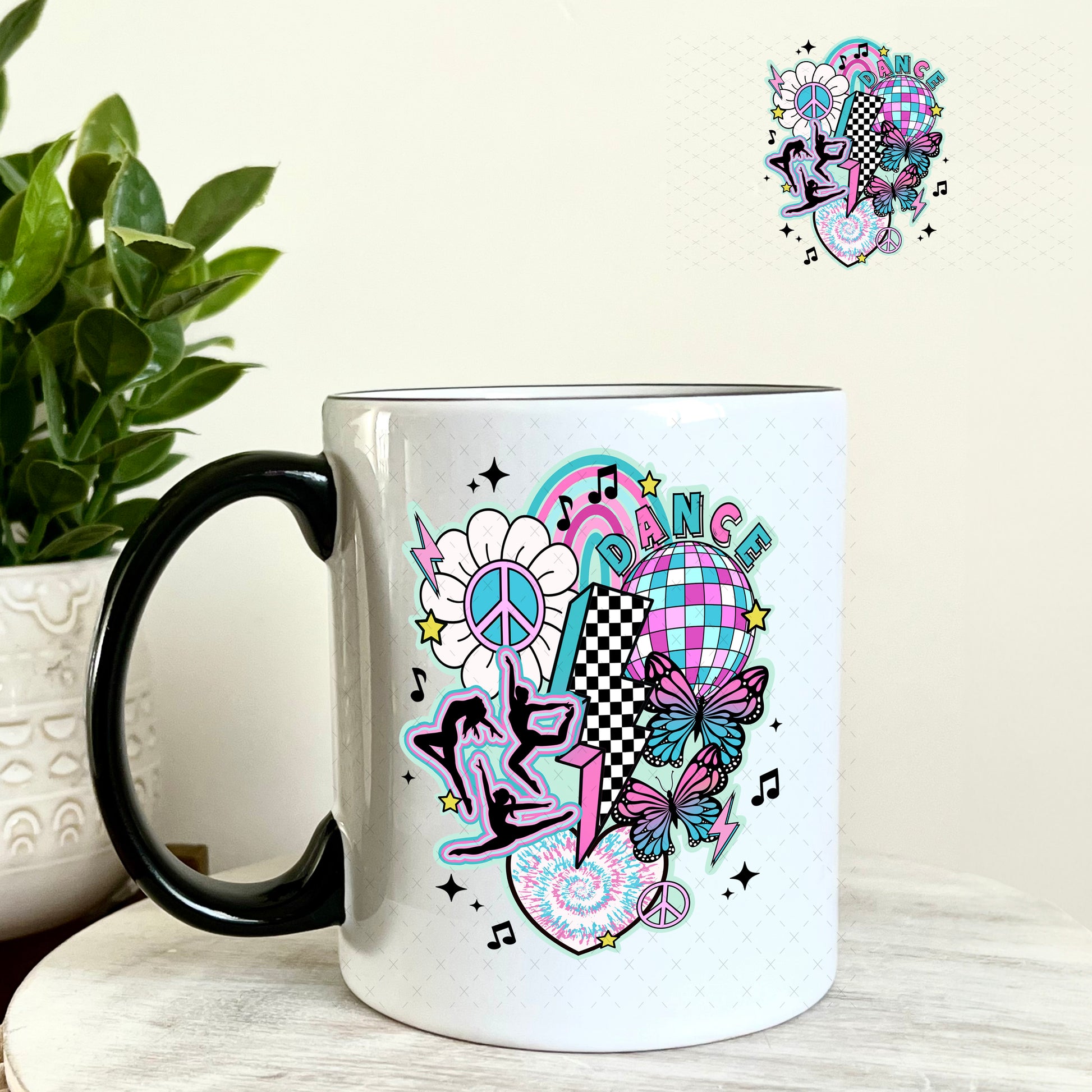 Retro Dance UV DTF Decal 11oz Coffee Mug Weefers