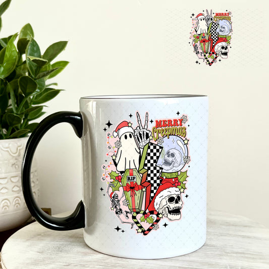 Retro Christmas Ghouls UV DTF Decal 11oz Coffee Mug Weefers
