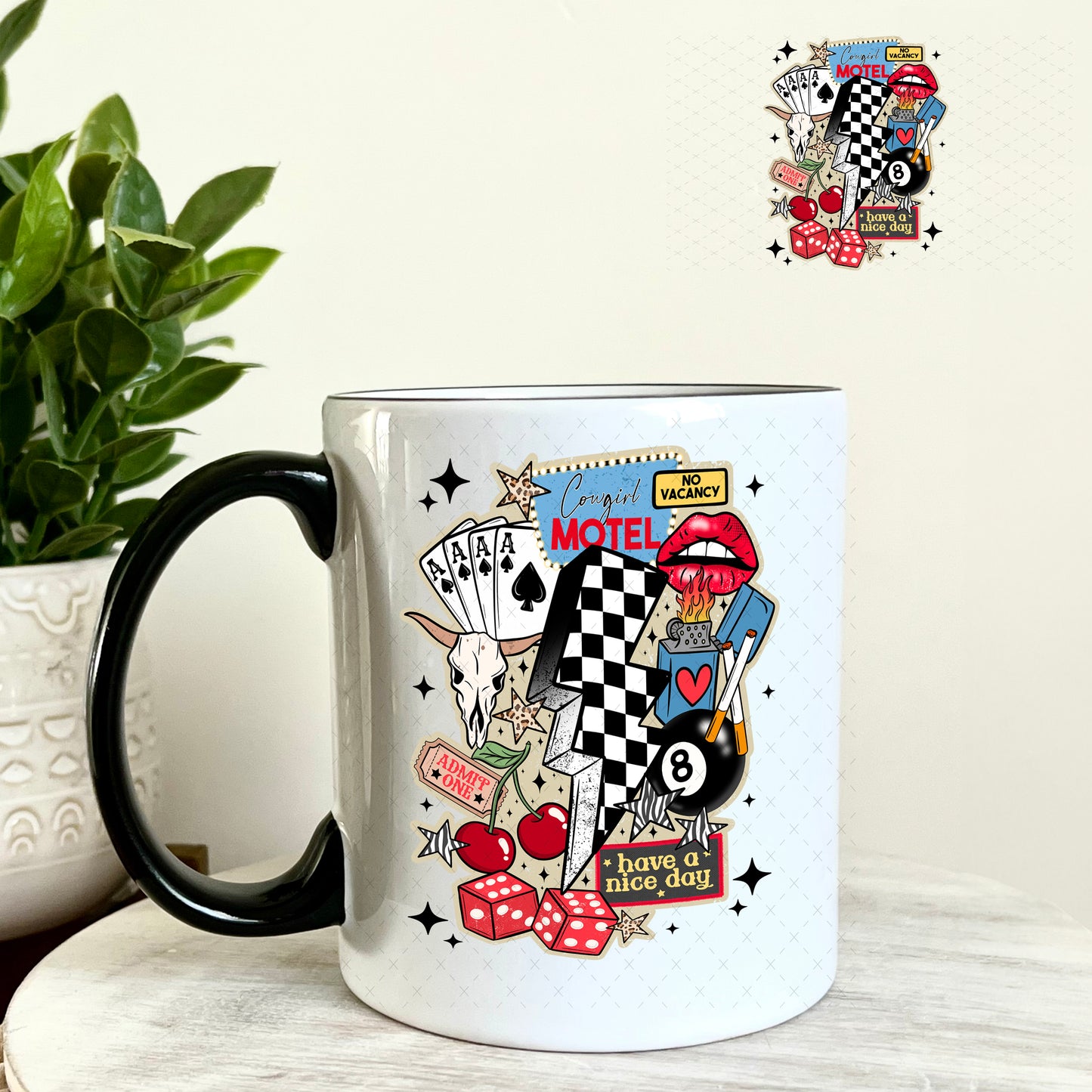 Retro Western Quotes UV DTF Decal 11oz Coffee Mug Weefers