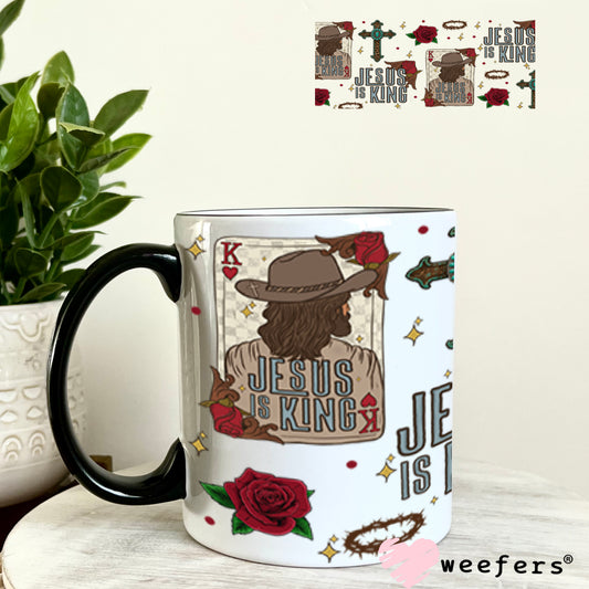 Jesus is King Card UV DTF Cup Wrap - Weefers Exclusive 11oz Coffee Mug Cup Wrap Weefers