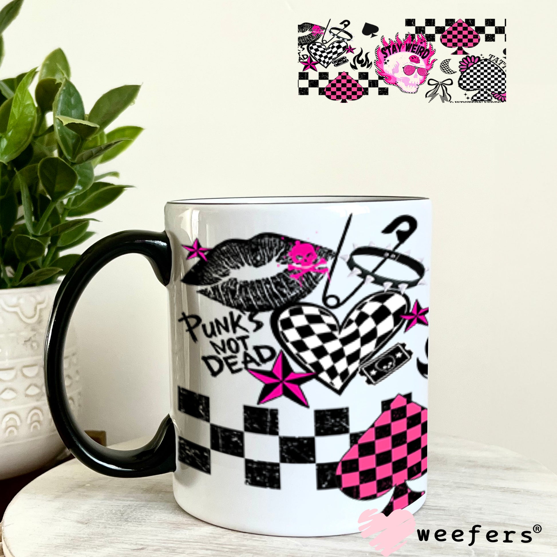 Punk is Not Dead Stay Weird UV DTF Cup Wrap - Weefers® Exclusive 11oz Coffee Mug Cup Wrap Weefers