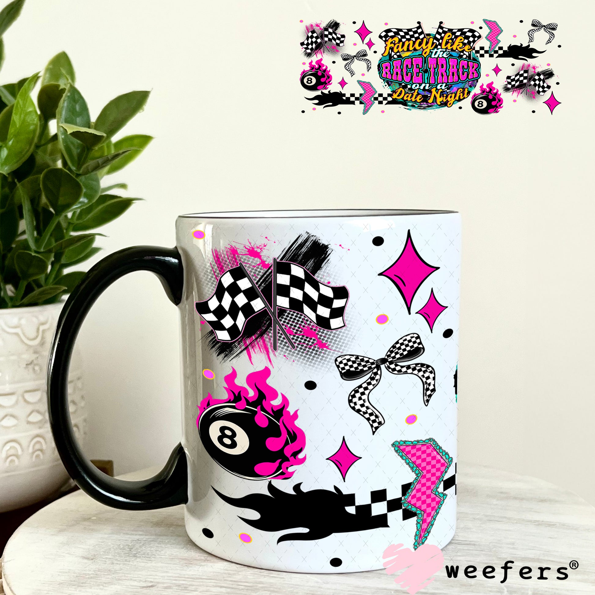Fancy Like the Race Track on a Date Night UV DTF Cup Wrap - Weefers Exclusive 11oz Coffee Mug Weefers