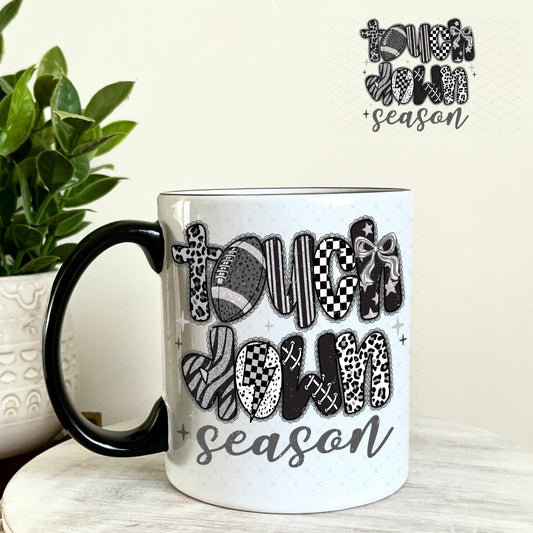 Touch Down Black Lace UV DTF Decal 11oz Coffee Mug Weefers