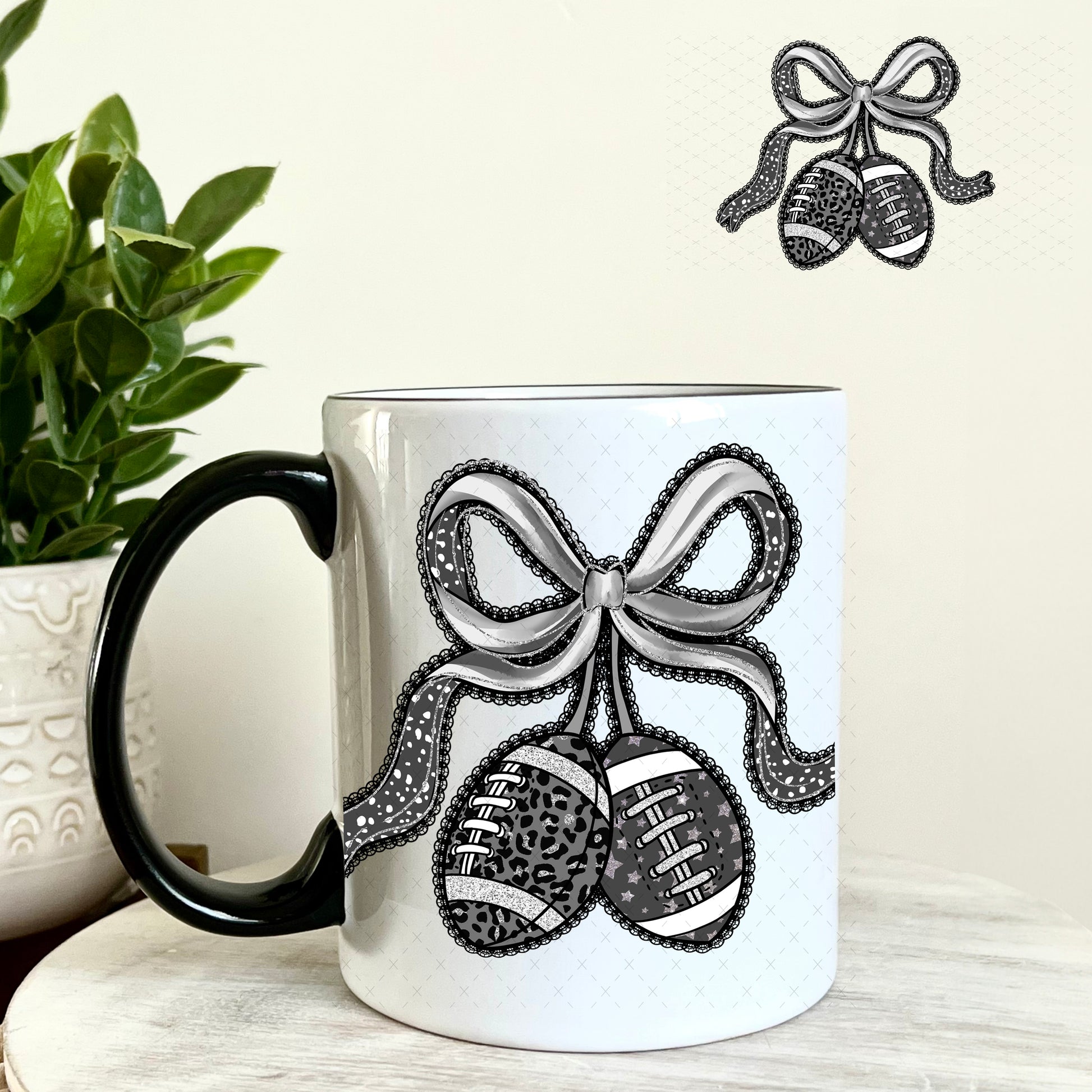 Football Cherries Black Lace UV DTF Decal 11oz Coffee Mug Weefers