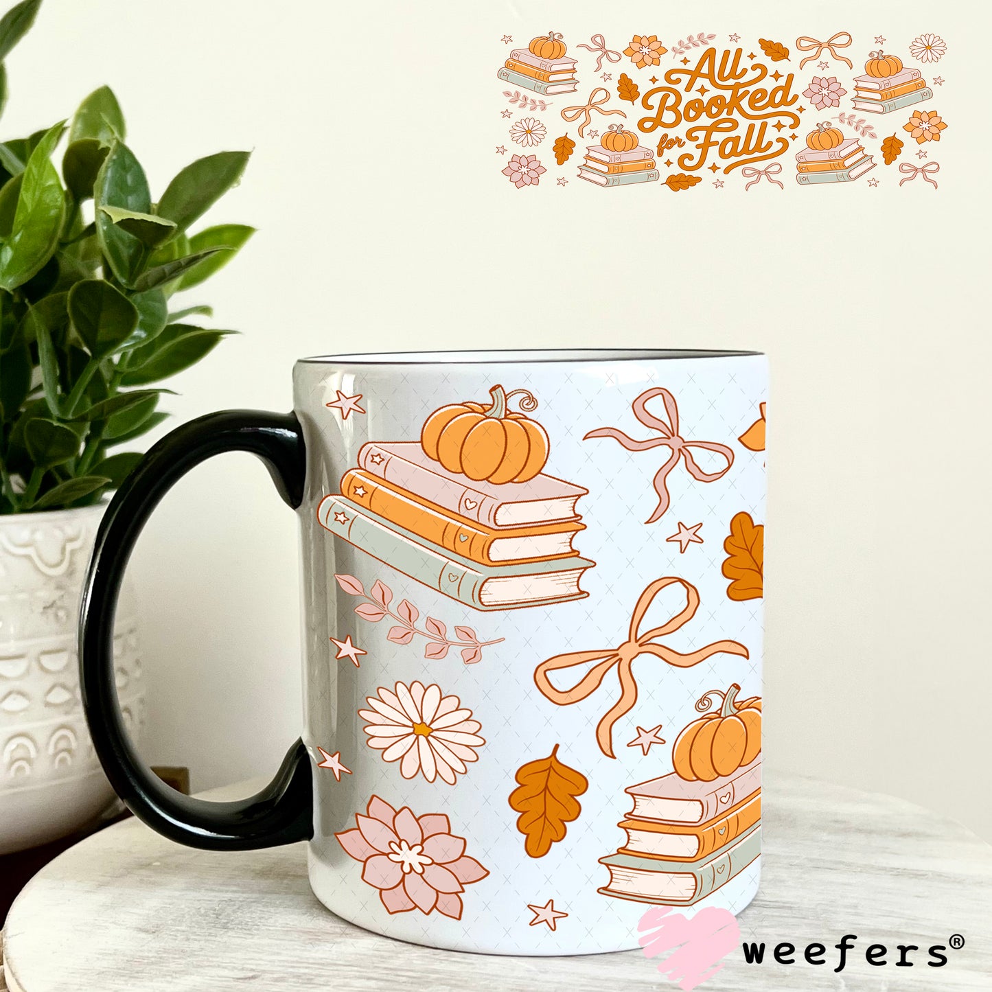 All Booked for Fall UV DTF Cup Wrap 11oz Coffee Mug Weefers