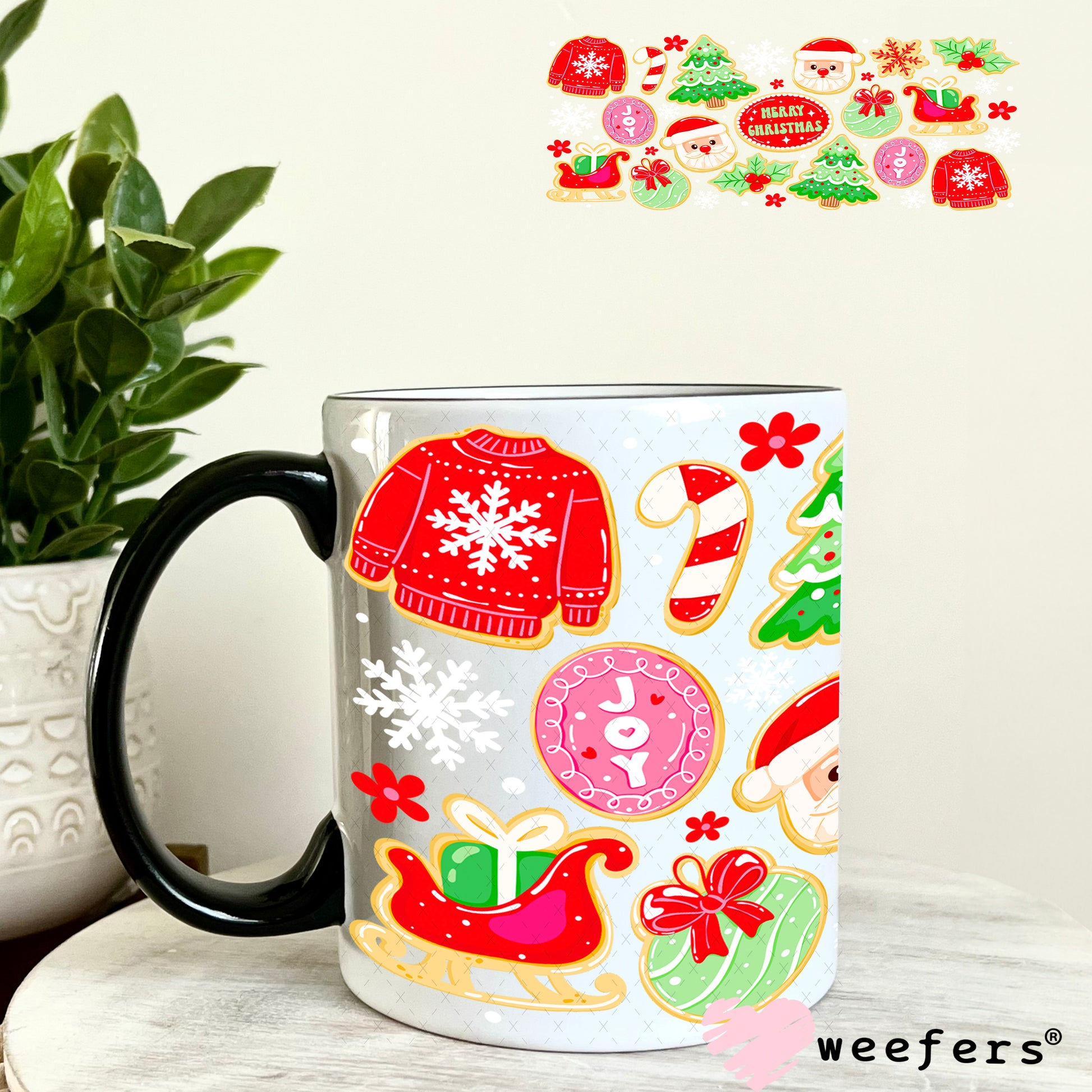Red Green Merry Christmas UV DTF Cup Wrap 11oz Coffee Mug Weefers