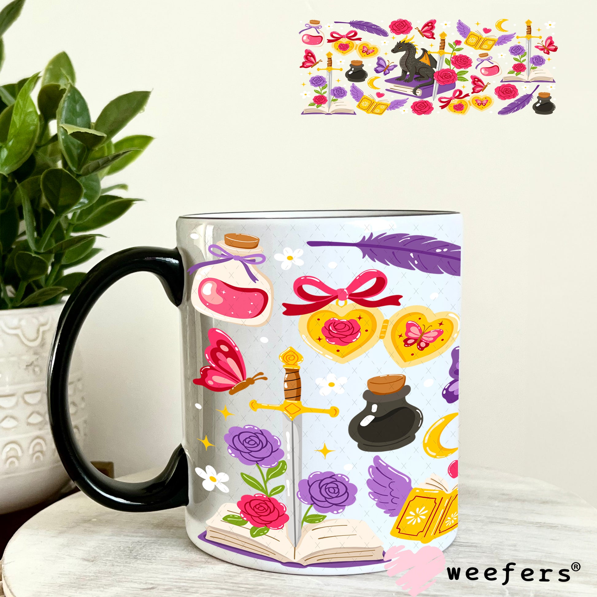 Fantasy Book Lover UV DTF Cup Wrap 11oz Coffee Mug Weefers