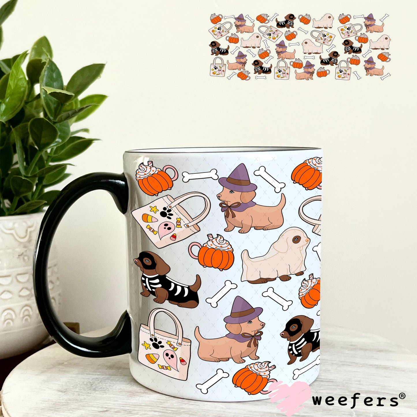 Halloween dog costume friends UV DTF Cup Wrap 11oz Coffee Mug Weefers