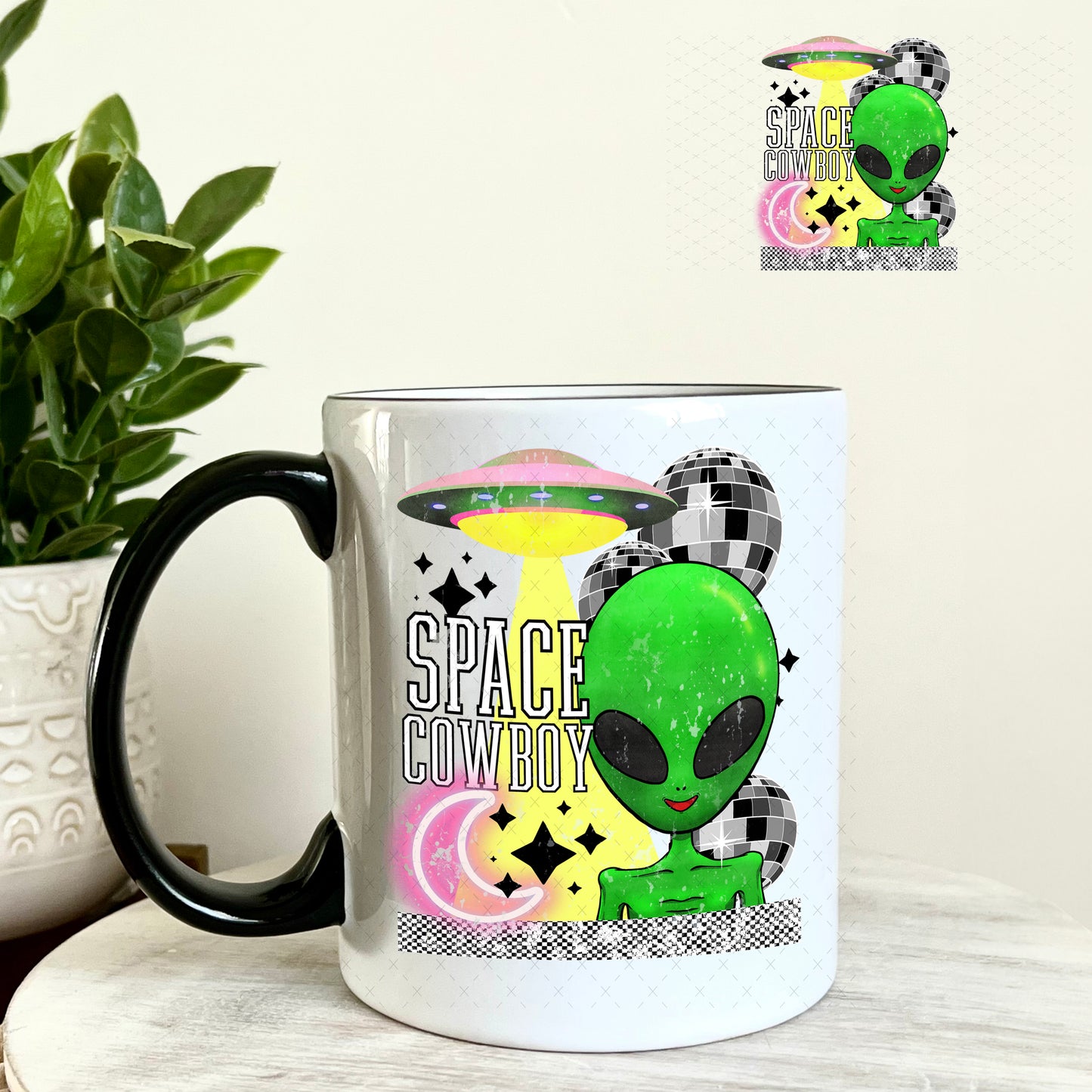 Space Cowboy UV DTF Decal 11oz Coffee Mug Weefers