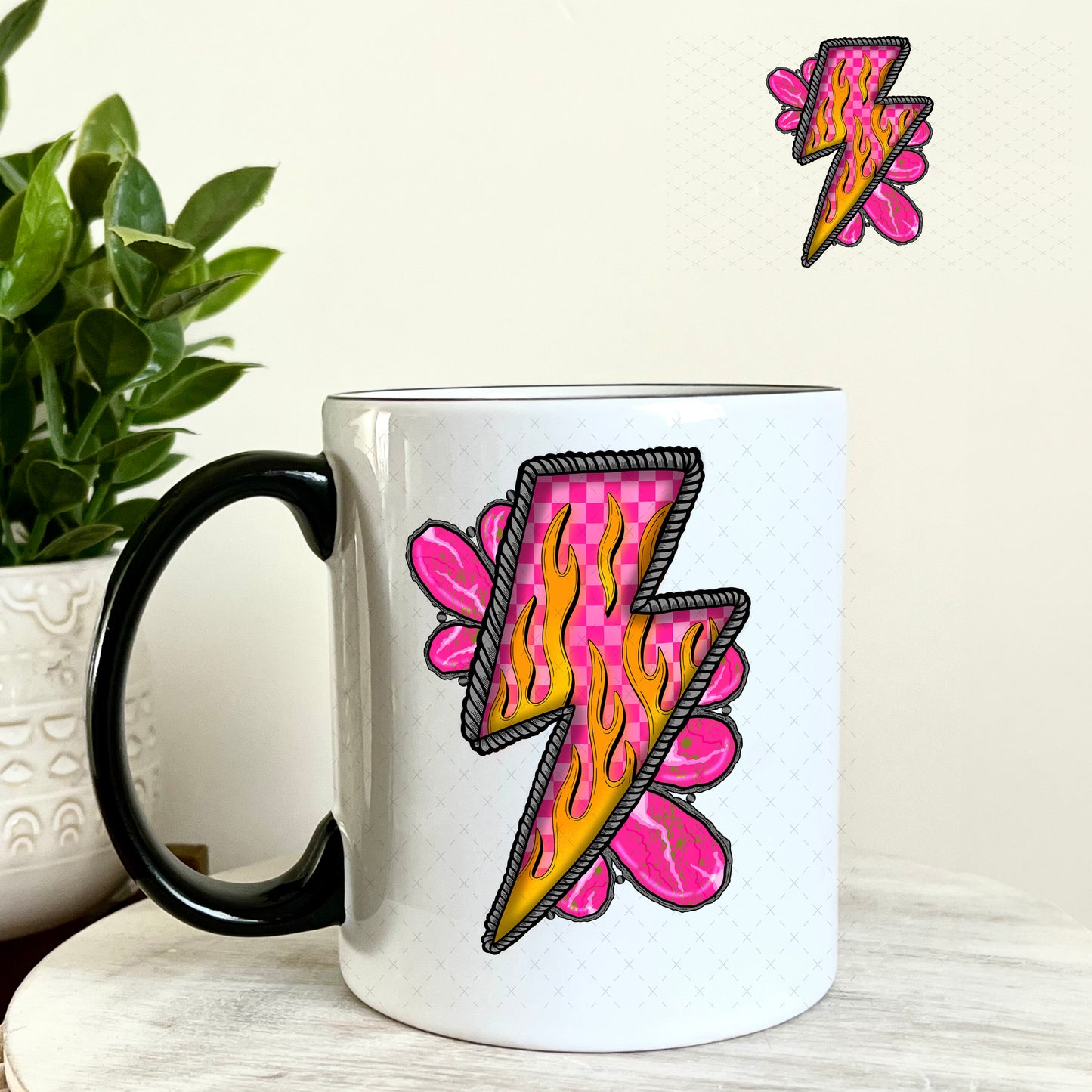 Lightening Bold Magenta UV DTF Decal 11oz Coffee Mug Weefers