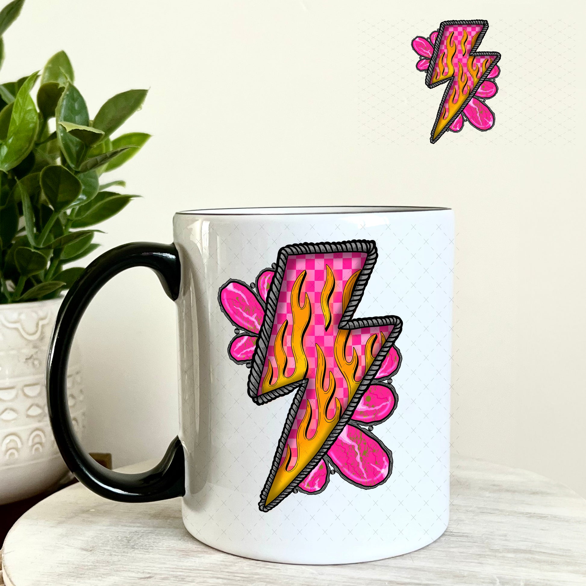 Lightening Bold Magenta UV DTF Decal 11oz Coffee Mug Weefers